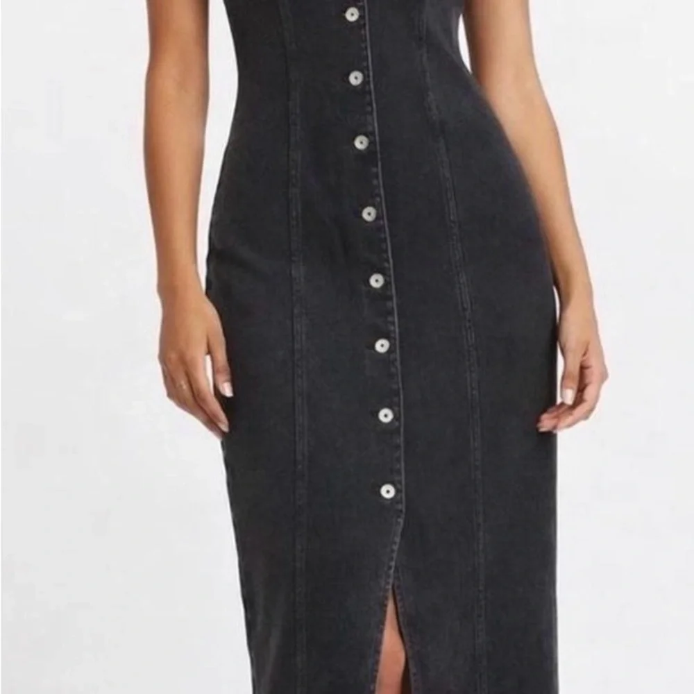 Abercrombie & Fitch Mara Vest Black Denim Sleeveless Midi Dress - Picture 4 of 7